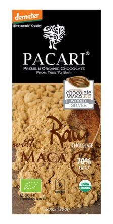 Органический живой шоколад Pacari Raw с макой 70% (50 г)