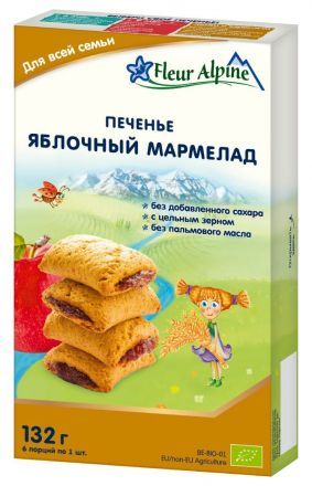Печенье детское &quot;Яблочный мармелад&quot; с 18 мес. Fleur Alpine (132 г)