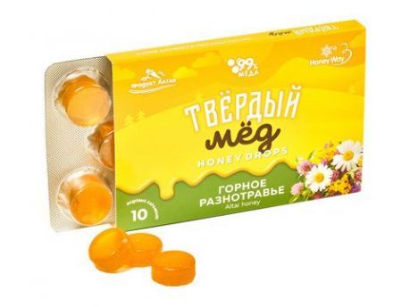 Мёд твёрдый горное разнотравье HoneyWay (30 г)